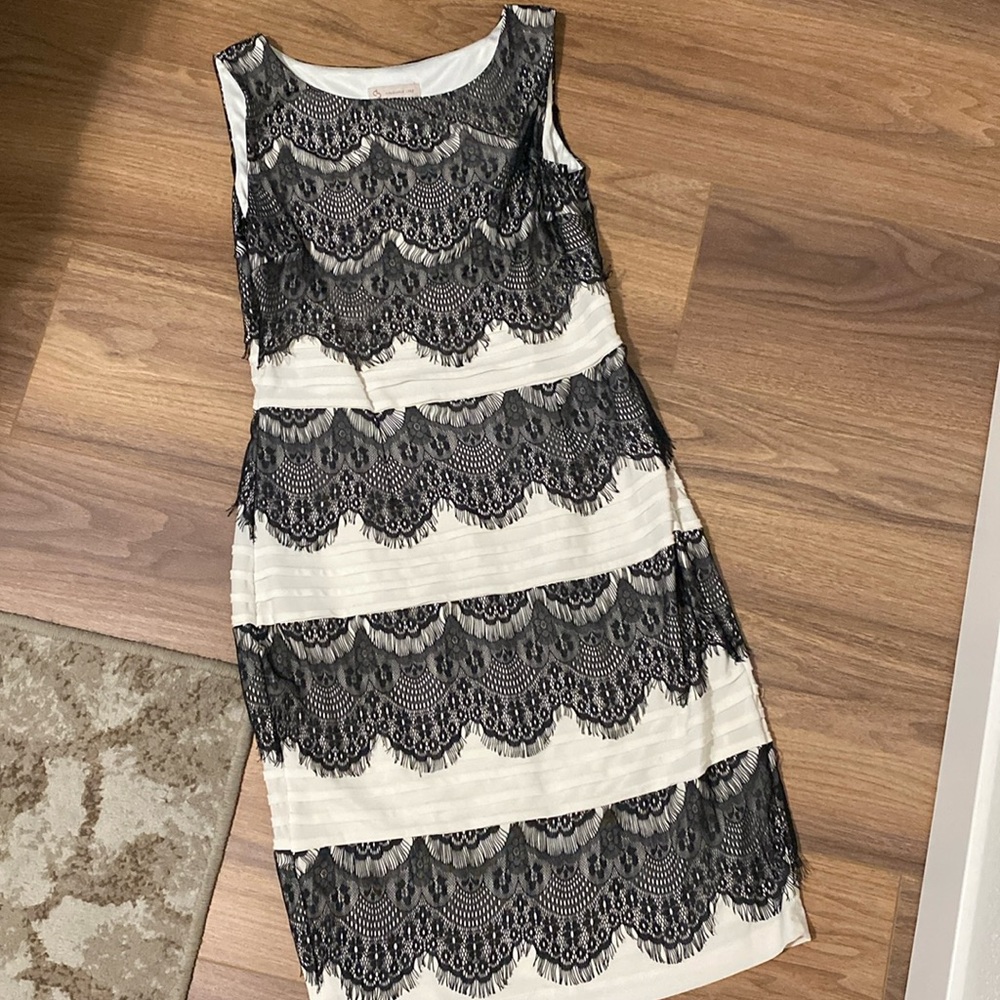 Dress Barn Black and White Lace Dress